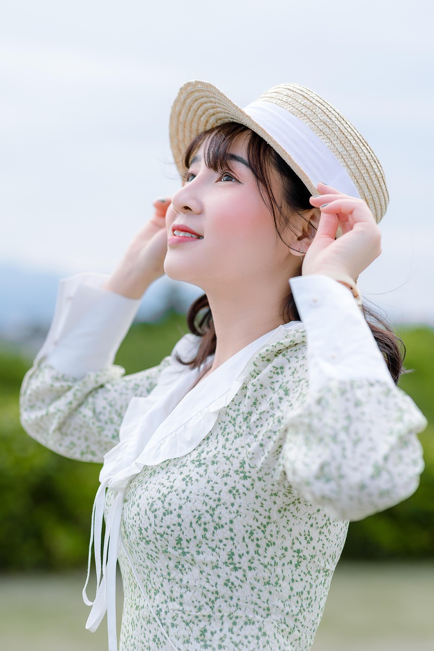 Home women, portrait, fashion, hat, outdoors, beauty